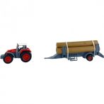 Játék traktor faszállító pótkocsival 1:72