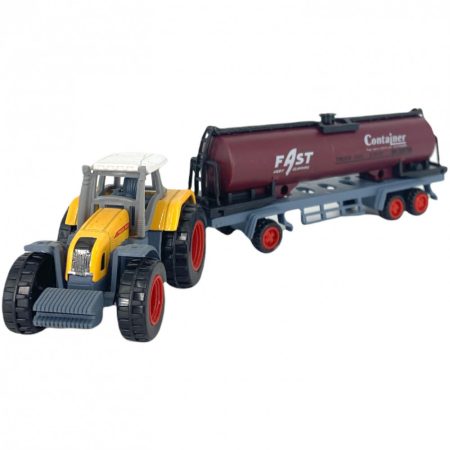 Játék traktor tartályos pótkocsival 1: 72