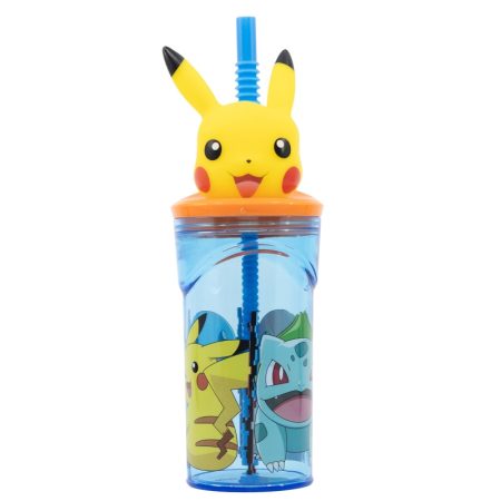 Pokemon Pikachu 3D utazópohár hajlítható szívószállal 360 ml BPA mentes